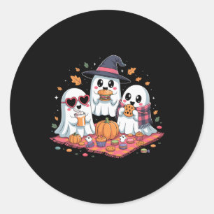 Adesivo Redondo Cena Ghost Picnic Halloween Bonita