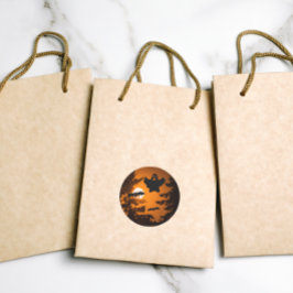 Adesivo Redondo Cena Noturna de Halloween Negro e Laranja Spooky