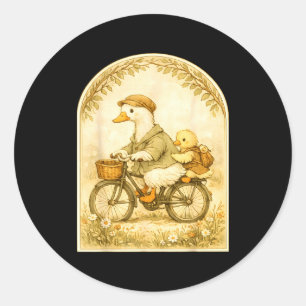 Adesivo Redondo Cena pastoral de ciclismo pai filho ganso dia dos