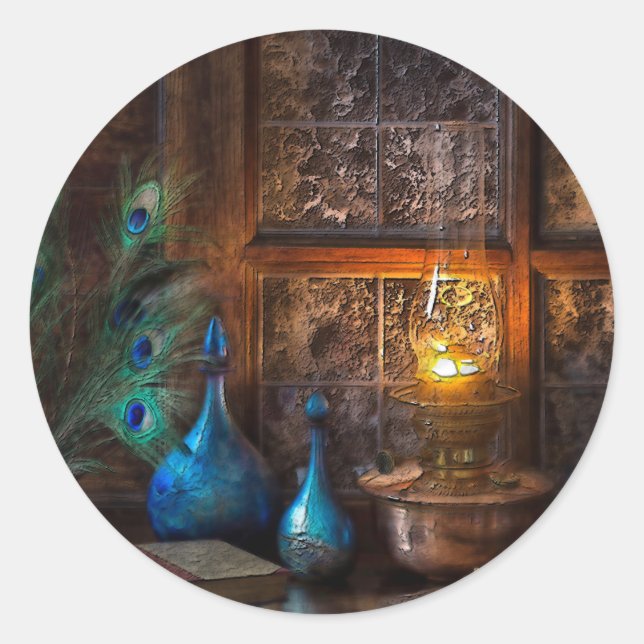 Adesivo Redondo Cena russa da cabine, creme castanho (Frente)