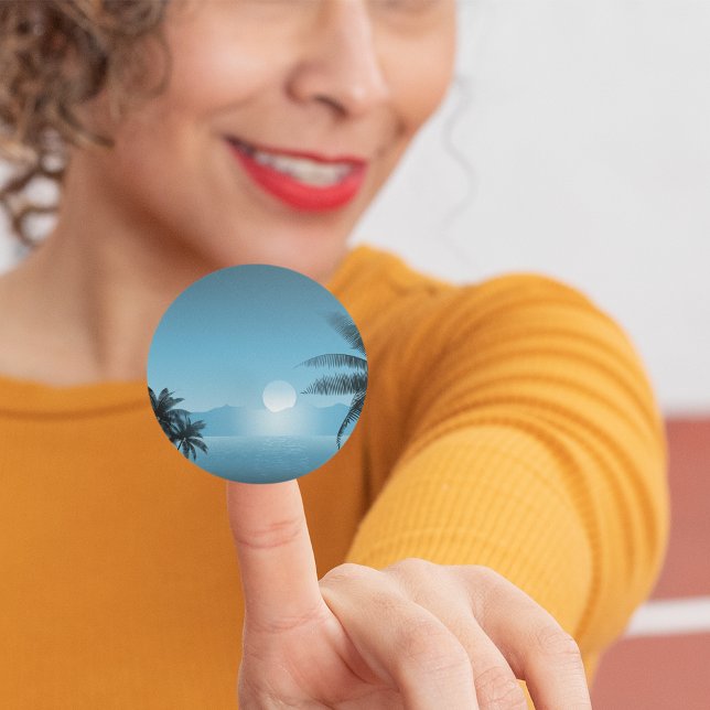 Adesivo Redondo Cena Tropical Noturna (Criador carregado)