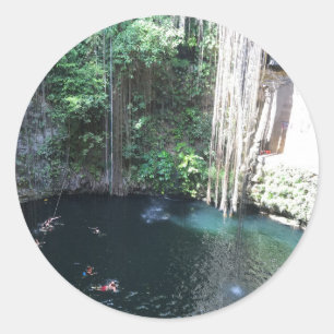Adesivo Redondo Cenote Azul Sagrado, Ik Kil, México #2 Stickers