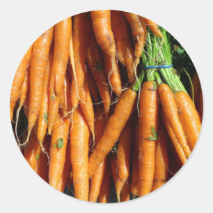 Adesivo Redondo Cenoura Laranja de Colheita Fresca da Fazenda à Me