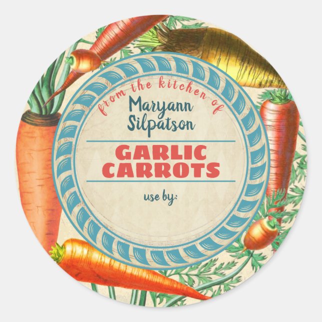 Adesivo Redondo Cenoura personalizada da cozinha (Frente)