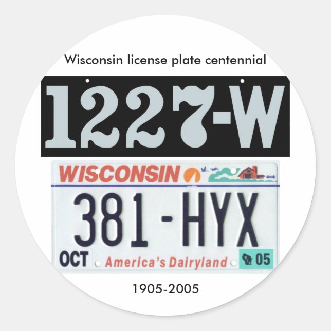 Adesivo Redondo Centenário de Licença de Wisconsin (Frente)