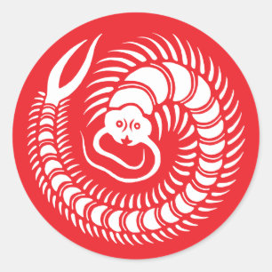 Adesivo Redondo Centopeia da Família Japonesa