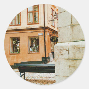 Adesivo Redondo Centro Histórico de Estocolmo, Gamla Stan, Suécia