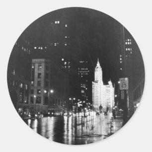 Adesivo Redondo cerca de 1954: Da vista uma avenida de Michigan