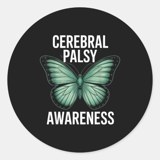 Adesivo Redondo Cerebral Palsy Awareness Butterfly Suprters And Ad (Frente)