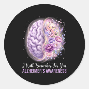 Adesivo Redondo Cérebro roxo lembrará para alzheimer