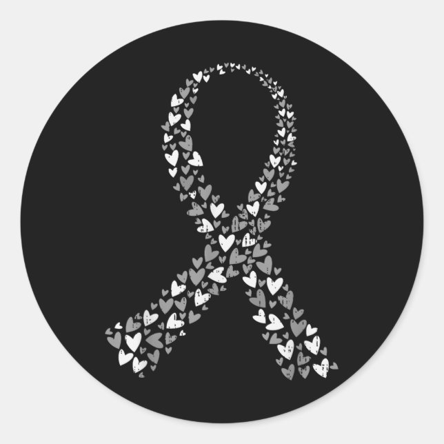 Adesivo Redondo Cérebro Tumor Sensibilização Cérebro Cancer Cinzas (Frente)