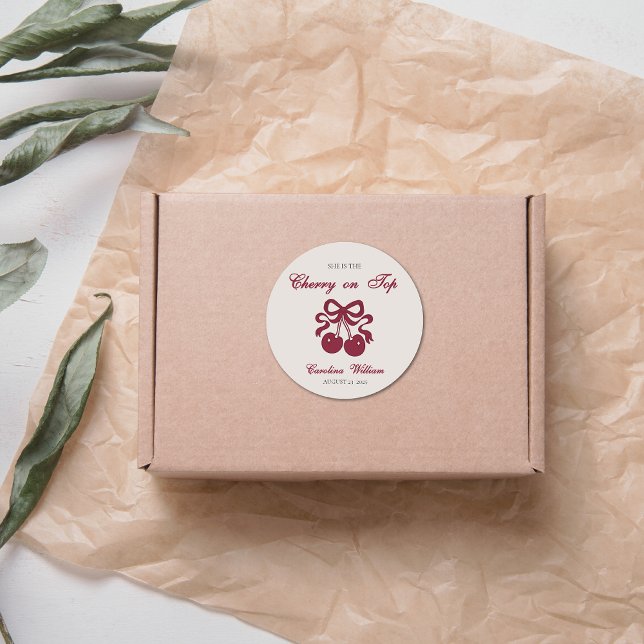 Adesivo Redondo Cereja Borgonha no Chá de fraldas Superior (Criador carregado)