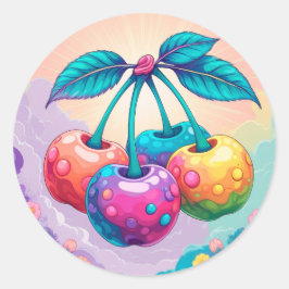 Adesivo Redondo Cereja colorida para o verão