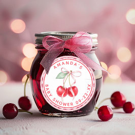 Adesivo Redondo Cereja em cima do Chá de Bebê Coquete