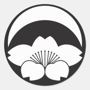 Adesivo Redondo Cereja floresce sob a lua crescente