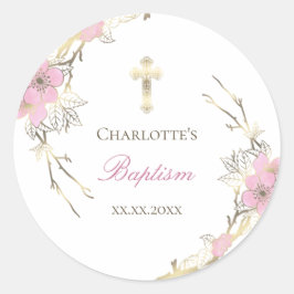 Adesivo Redondo cereja florescer católica Baptism