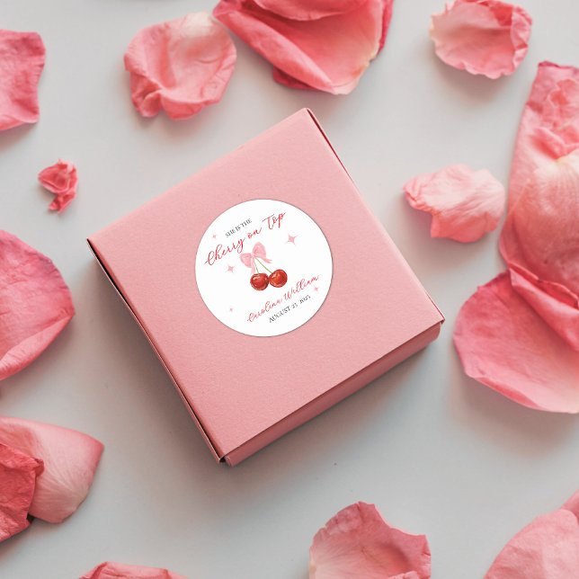 Adesivo Redondo Cereja única no Chá de fraldas superior (Criador carregado)