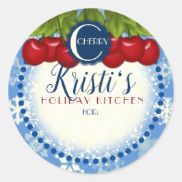 Adesivo Redondo Cerejas de cereja caseira de Natal
