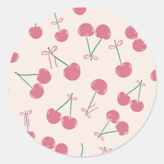Adesivo Redondo Cerejas rosas com laços