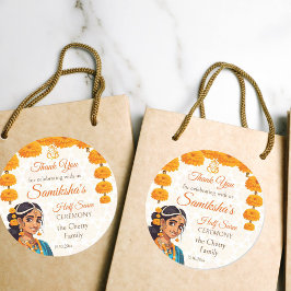 Adesivo Redondo Cerimônia de Half Saree, bonitinha para a garota i