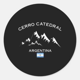 Adesivo Redondo Cerro Catedral Argentina Ski Resort Andes Montanha