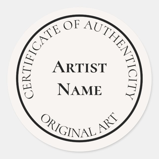 Adesivo Redondo Certificado de autenticidade personalizável (Frente)