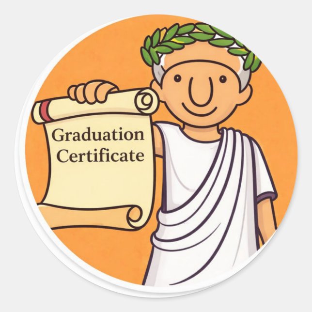 Adesivo Redondo Certificado de Graduação da Roma Antiga Ceasar   (Frente)