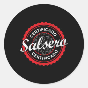 Adesivo Redondo Certificado Salsero Funny Salsa Dancing