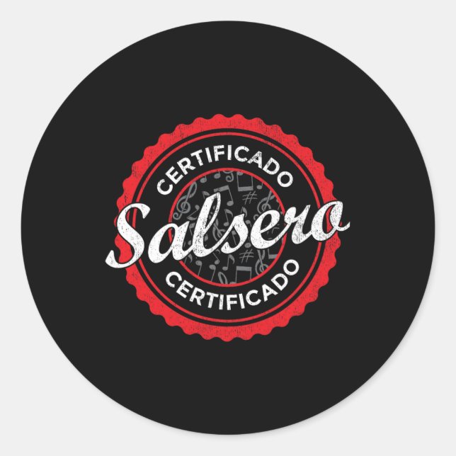 Adesivo Redondo Certificado Salsero Funny Salsa Dancing (Frente)