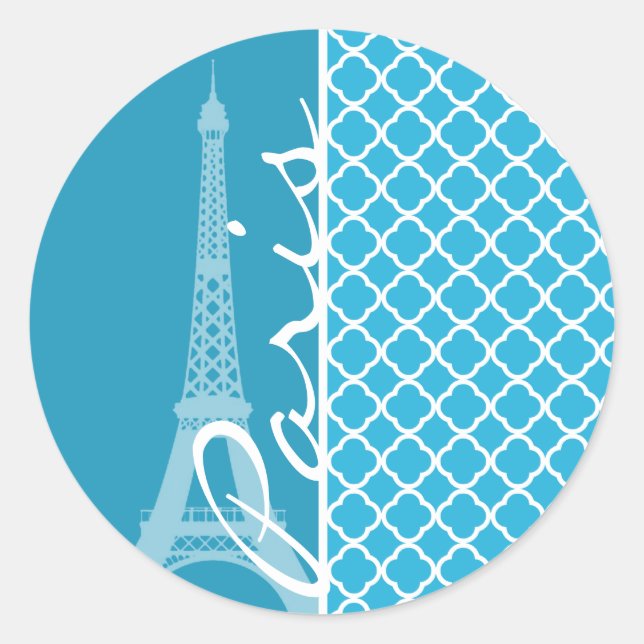 Adesivo Redondo Cerulean Quatrefoil brilhante (Frente)