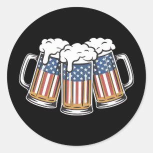 Adesivo Redondo Cerveja 4 De Julho Bandeira Americana US Vintage R