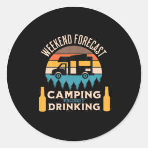 Adesivo Redondo Cerveja Acampando Com Cerveja Aniversário
