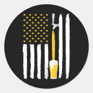 Adesivo Redondo Cerveja Artesanal Bandeira Americana EUA 4 de Julh