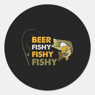 Adesivo Redondo Cerveja Cervejeiro Apaixonado por Pesca Peixe Retr