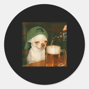 Adesivo Redondo Cerveja Chihuahua Meme Engraçado Reação do Cachorr