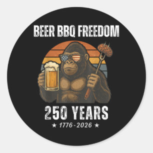 Adesivo Redondo Cerveja Churrasco Liberdade Pé Grande Bandeira dos