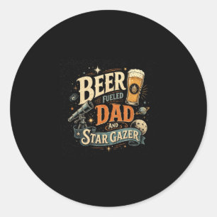 Adesivo Redondo Cerveja de observação de estrelas dia dos pais ret