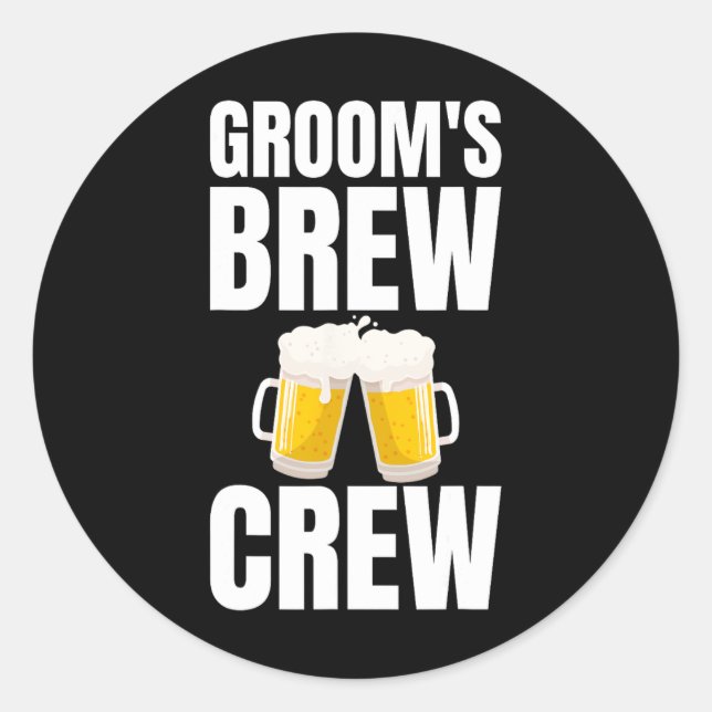 Adesivo Redondo Cerveja de solteiro do Groom Brew Crew (Frente)