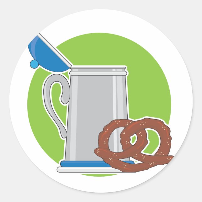 Adesivo Redondo Cerveja e Pretzel (Frente)