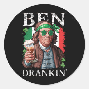 Adesivo Redondo Cerveja Irlandesa Ben Drankin - Homens e Mulheres