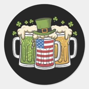 Adesivo Redondo Cerveja Irlandesa Irlanda EUA Bandeira Americana D