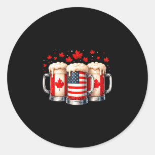 Adesivo Redondo Cerveja patriótica Canadá EUA bandeira folha de bo