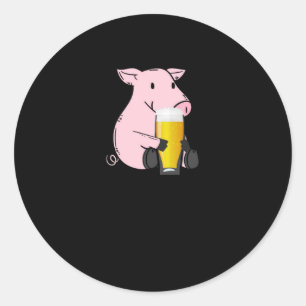 Adesivo Redondo Cerveja Presente Com Porco