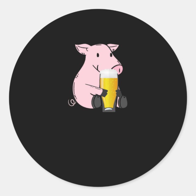 Adesivo Redondo Cerveja Presente Com Porco (Frente)