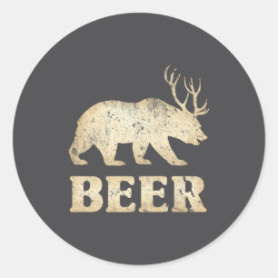 Adesivo Redondo Cerveja Vintage Bear Deer