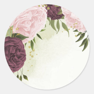 Adesivo Redondo cervejaria cor-de-rosa flores verde casamento