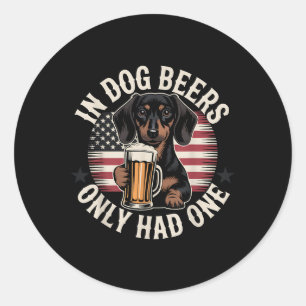 Adesivo Redondo Cervejas de cachorro dachshund bandeira americana