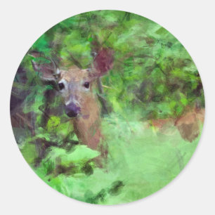 Adesivo Redondo Cervos atados branco na pintura das madeiras
