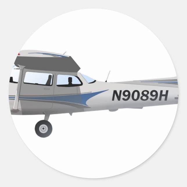Adesivo Redondo Cessna 172 Azul Skyhawk (Frente)