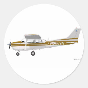 Adesivo Redondo Cessna 172 Skyhawk Brown